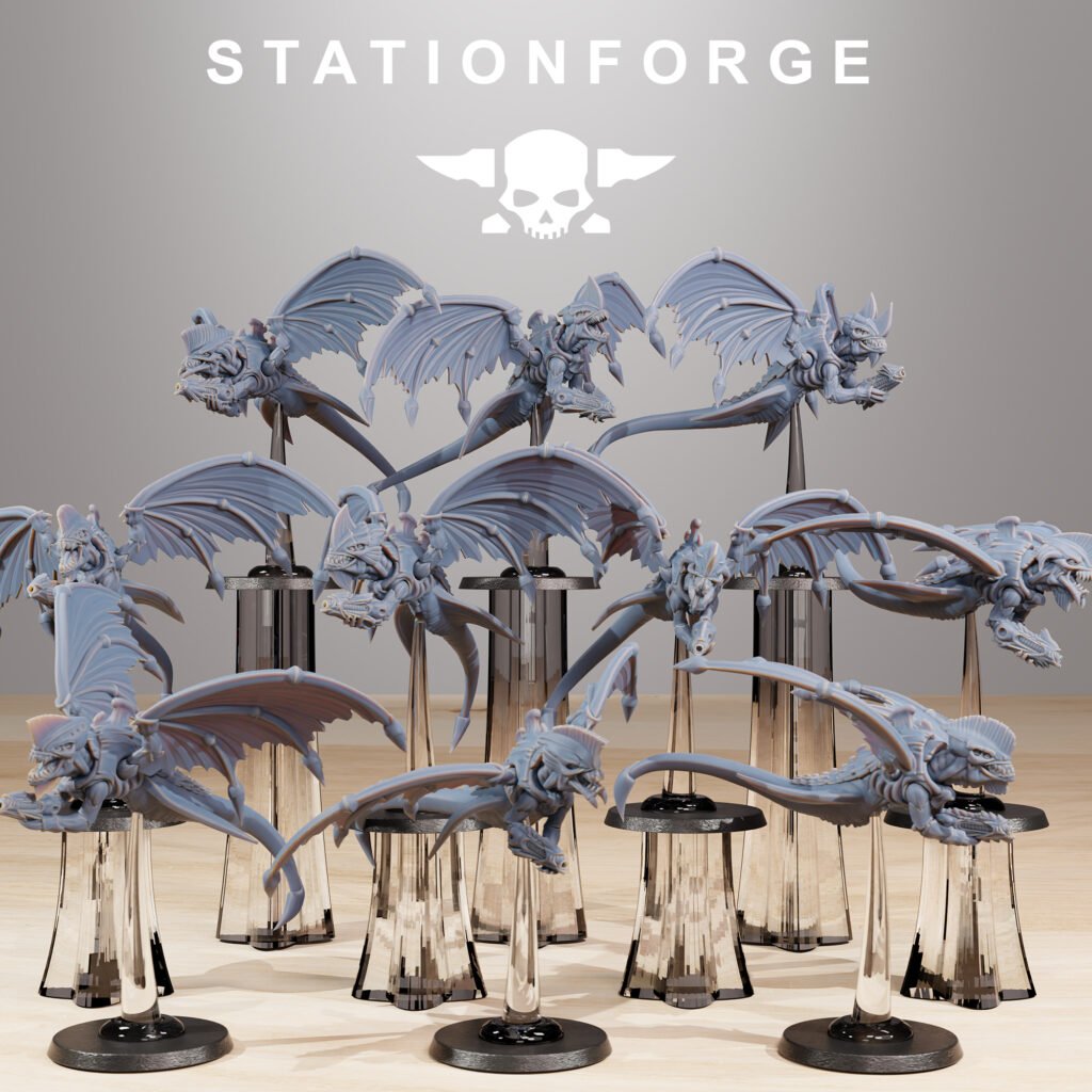 Bio Swarm Flyers (10 Units), proxy miniature, squad, 28mm heroic scale unpainted resin