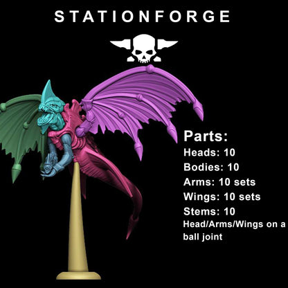 Bio Swarm Flyers (10 Units), proxy miniature, squad, 28mm heroic scale unpainted resin, view 6