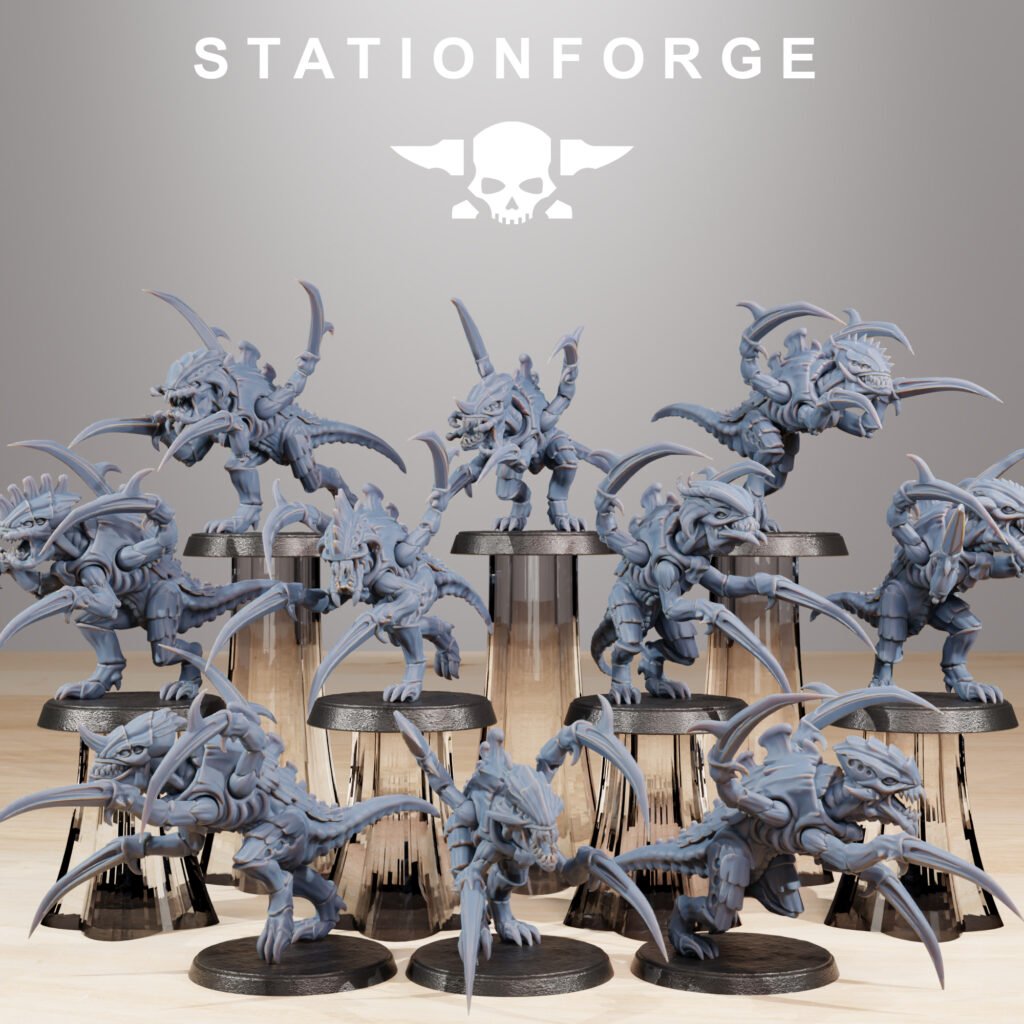Bio Swarm Infantry Melee Unit (10 Units), proxy miniature, squad, 28mm heroic scale unpainted resin, view 2