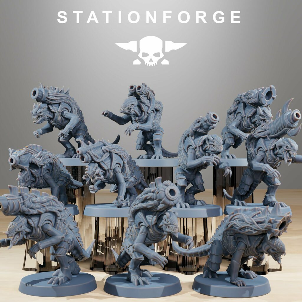 Bio Swarm Mortars (10 Units), proxy miniature, squad, 28mm heroic scale unpainted resin, view 2