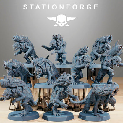 Bio Swarm Mortars (10 Units), proxy miniature, squad, 28mm heroic scale unpainted resin, view 2