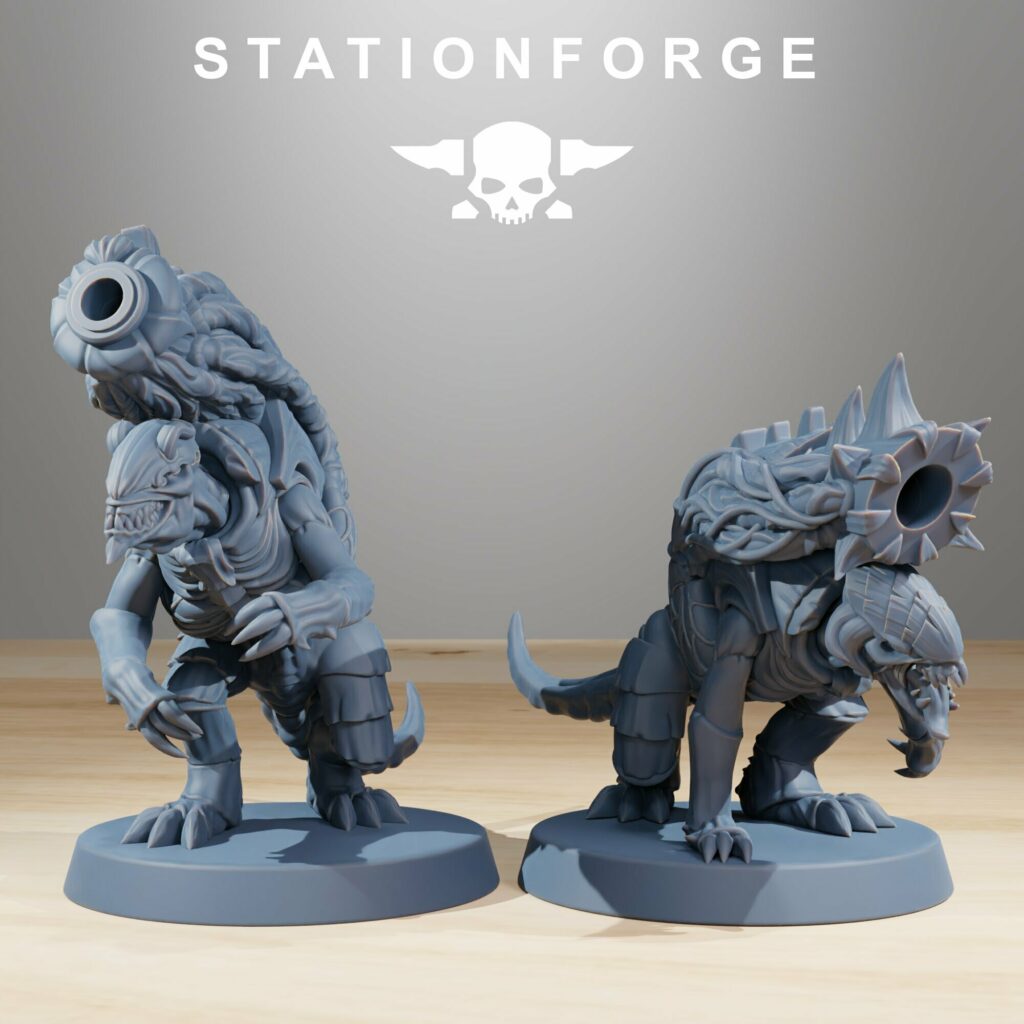 Bio Swarm Mortars (10 Units), proxy miniature, squad, 28mm heroic scale unpainted resin, view 3