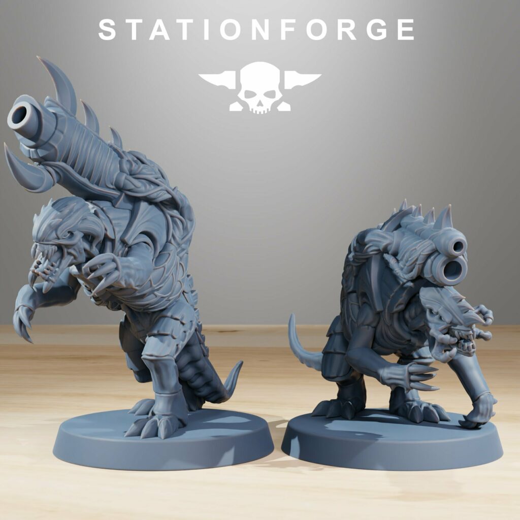 Bio Swarm Mortars (10 Units), proxy miniature, squad, 28mm heroic scale unpainted resin, view 5