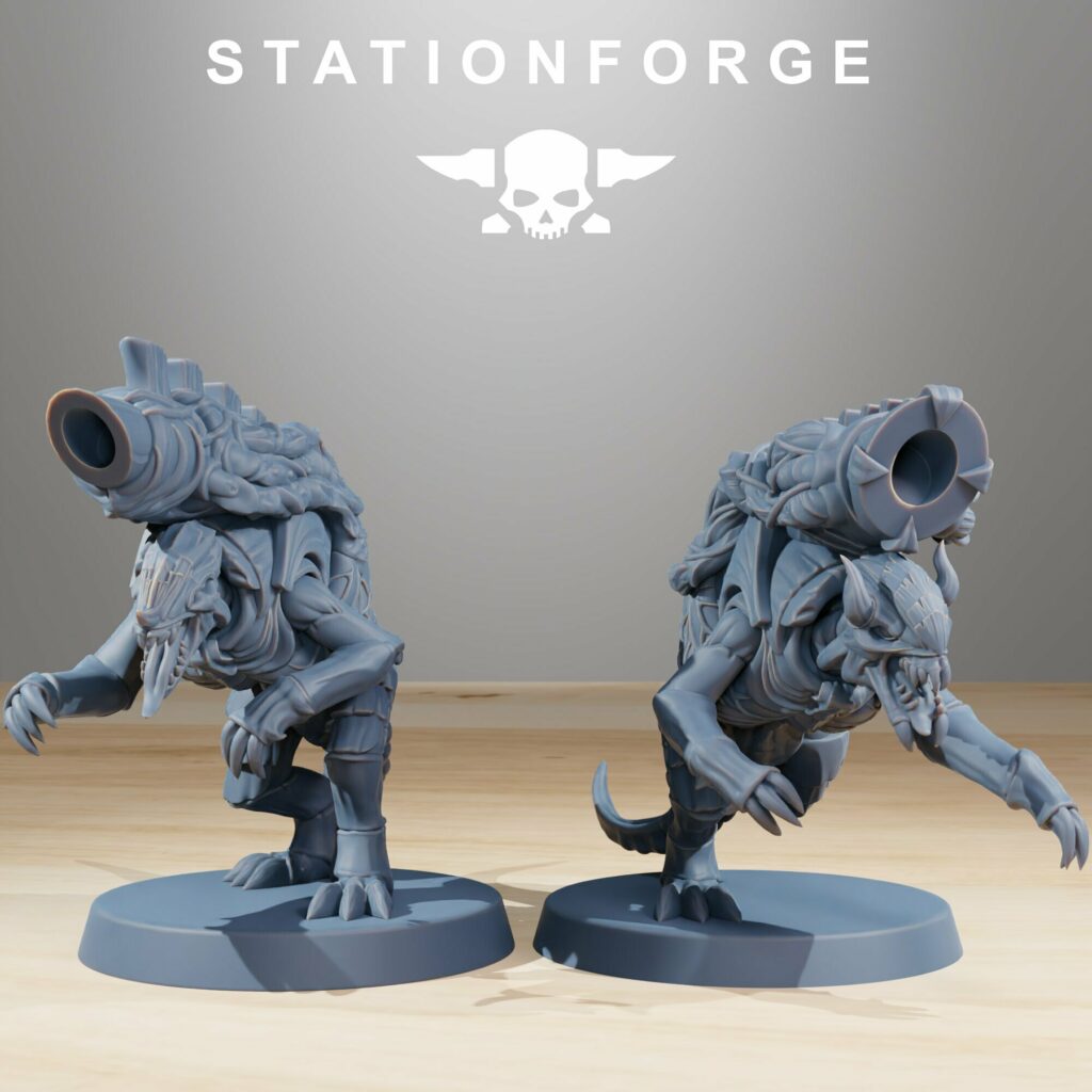 Bio Swarm Mortars (10 Units), proxy miniature, squad, 28mm heroic scale unpainted resin, view 6