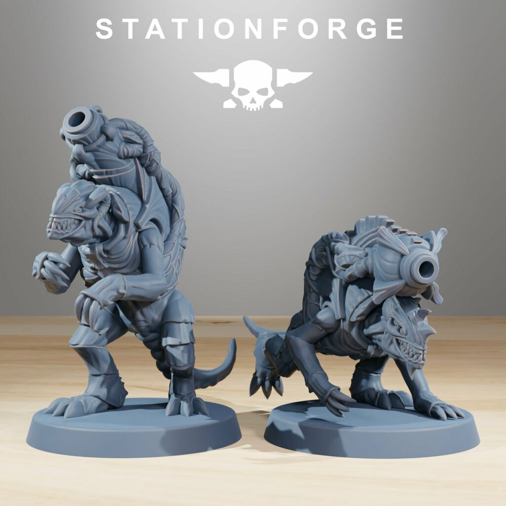 Bio Swarm Mortars (10 Units), proxy miniature, squad, 28mm heroic scale unpainted resin, view 7
