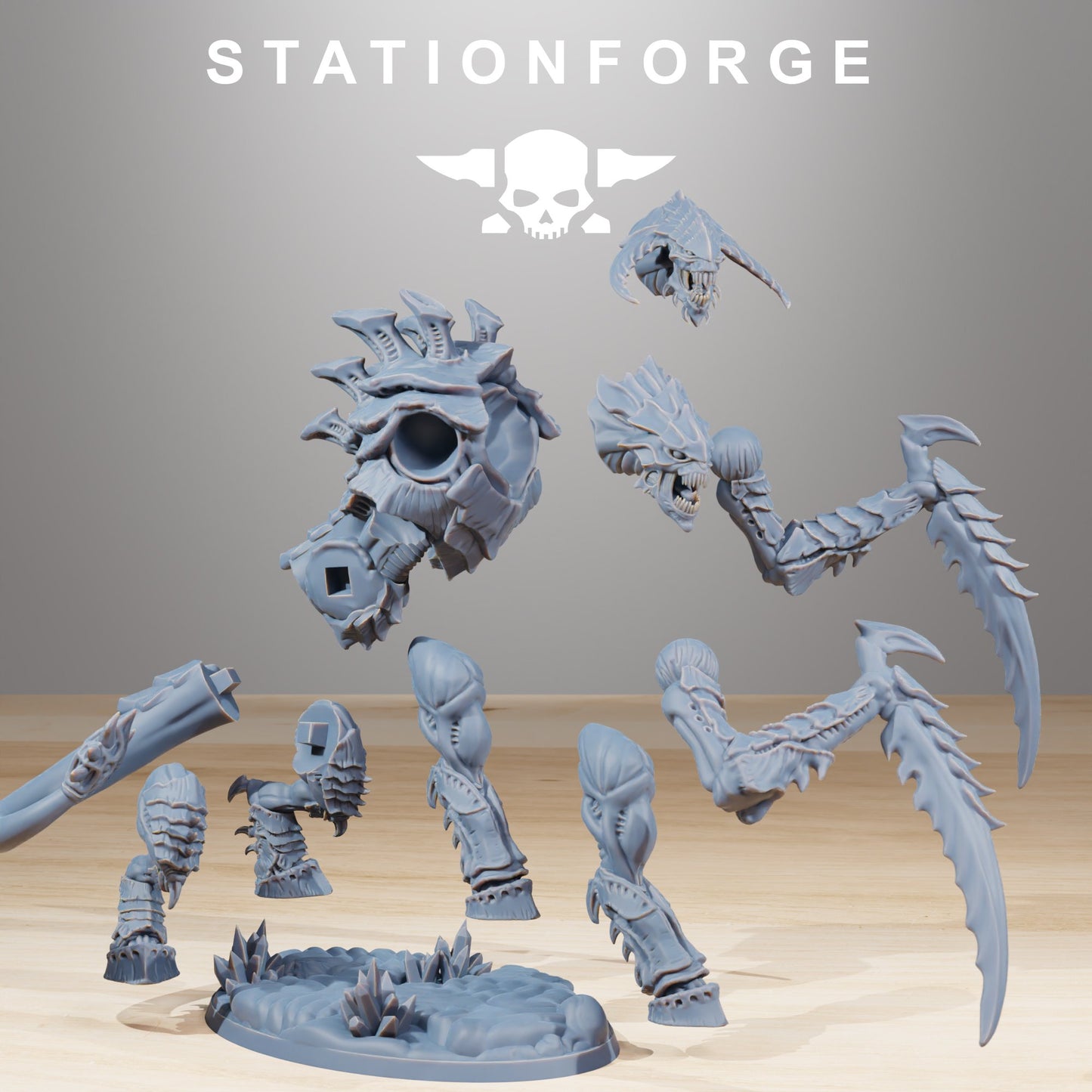 Bio Swarm Necrothorn V1, proxy miniature, 28mm heroic scale unpainted resin, view 3