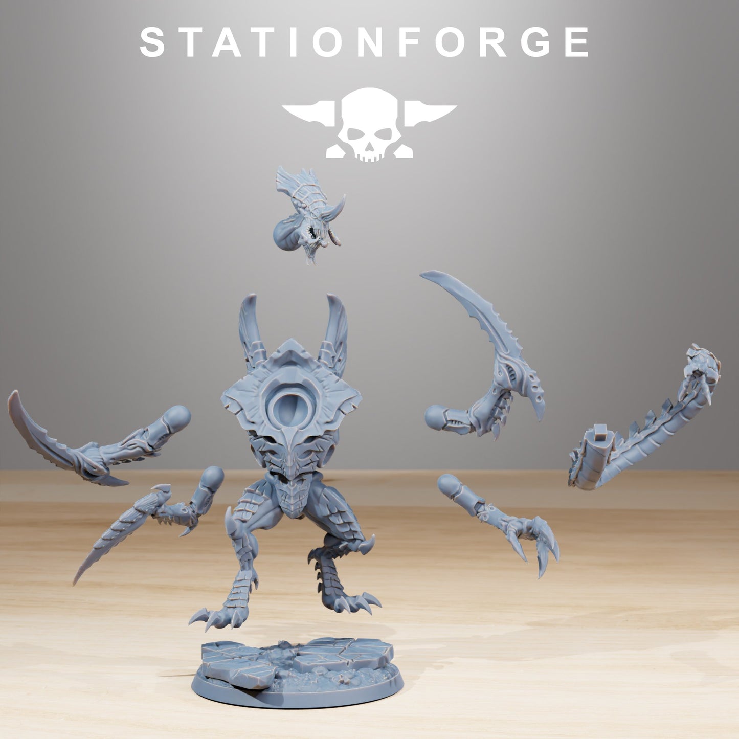 Bio Swarm Nyxar V2, proxy miniature, 28mm heroic scale unpainted resin, view 4