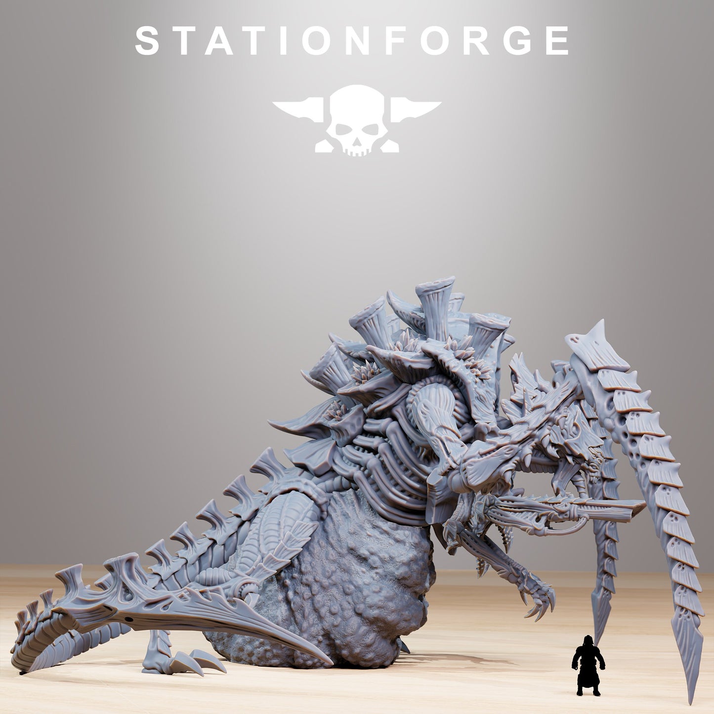 Bio Swarm Queen, proxy miniature, character, 28mm heroic scale unpainted resin, view 5