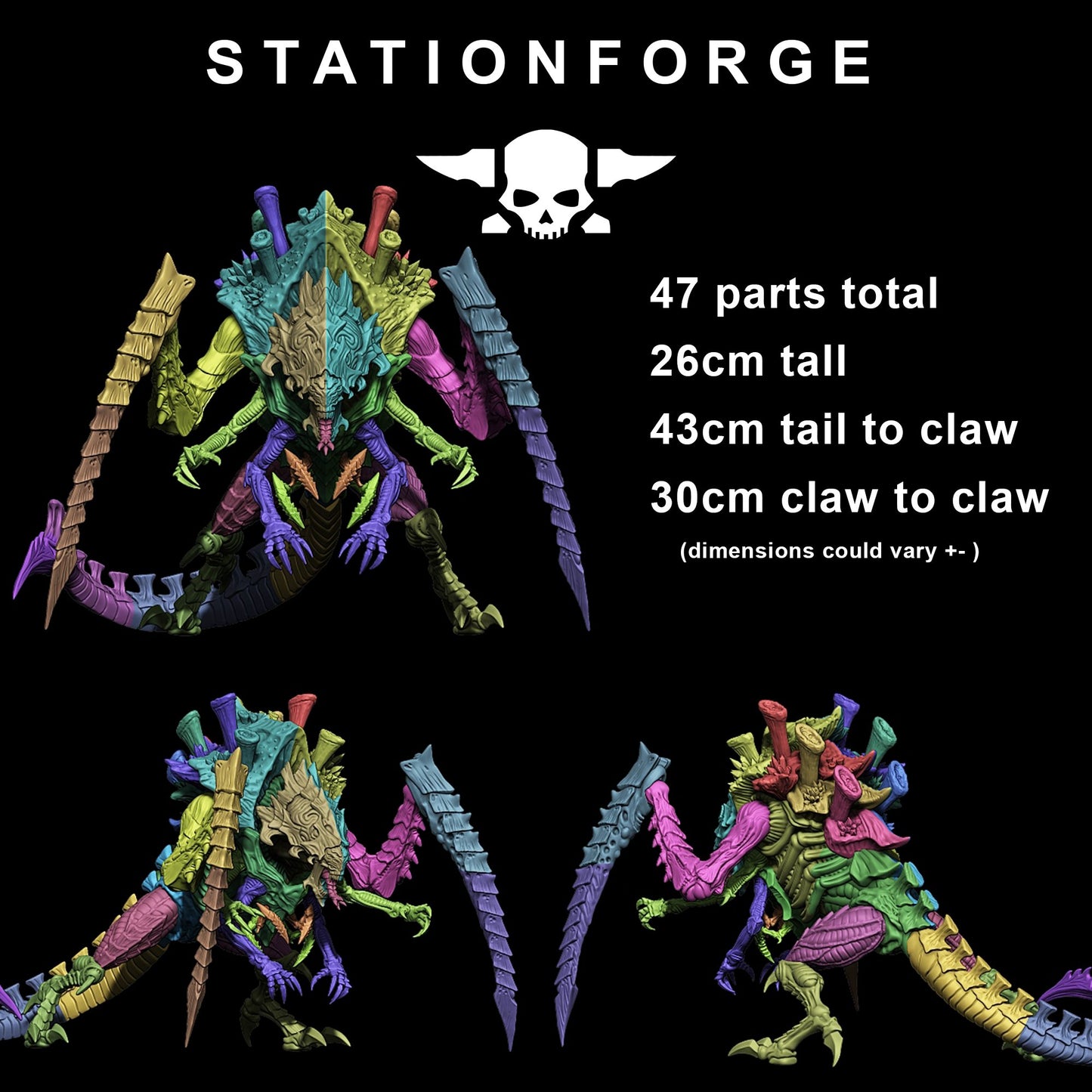 Bio Swarm Queen, proxy miniature, character, 28mm heroic scale unpainted resin, view 8