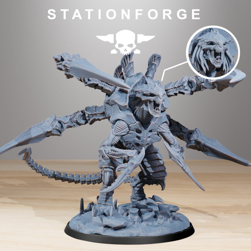 Bio Swarm Ravage Howler, proxy miniature, 28mm heroic scale unpainted resin, view 2
