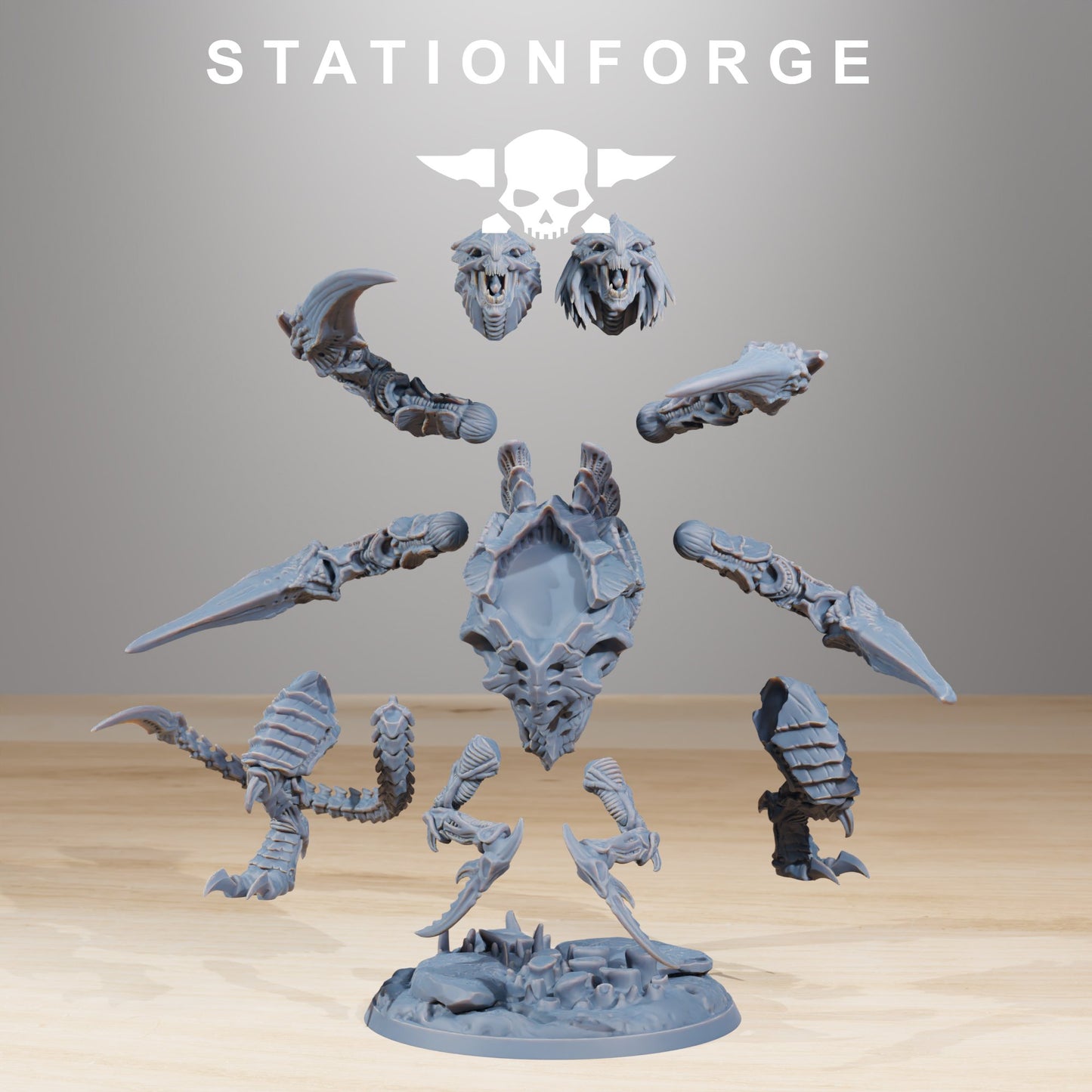 Bio Swarm Ravage Howler, proxy miniature, 28mm heroic scale unpainted resin, view 6