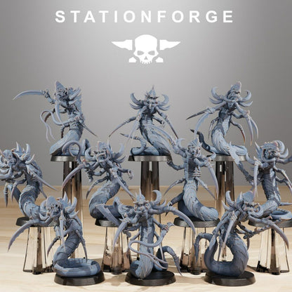 Bio Swarm Serpents (10 Units), proxy miniature, squad, 28mm heroic scale unpainted resin, view 2