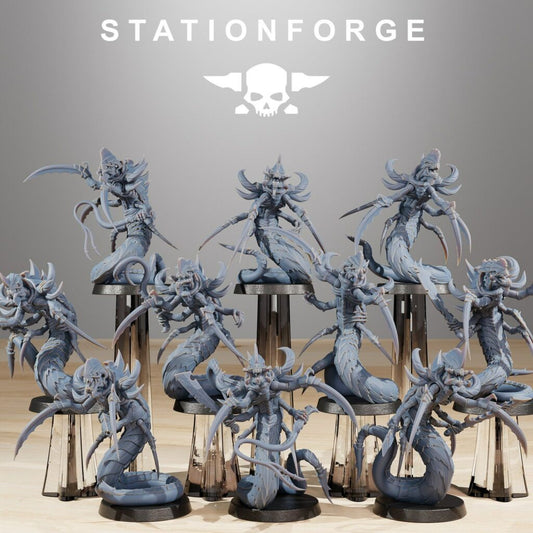 Bio Swarm Serpents (10 Units), proxy miniature, squad, 28mm heroic scale unpainted resin, view 2