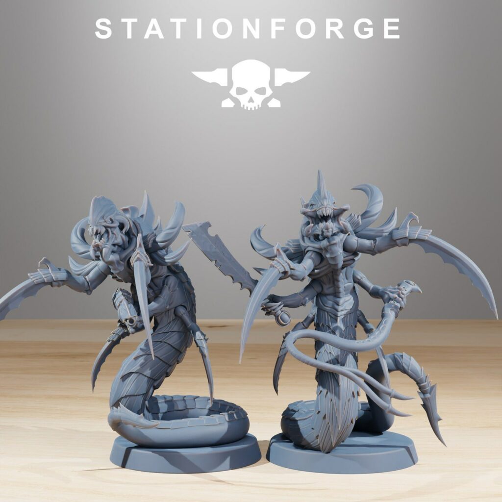Bio Swarm Serpents (10 Units), proxy miniature, squad, 28mm heroic scale unpainted resin, view 3