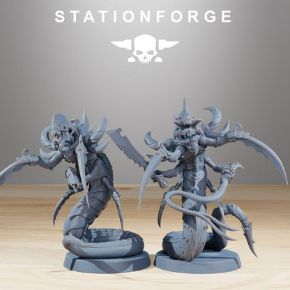Bio Swarm Serpents (10 Units), proxy miniature, squad, 28mm heroic scale unpainted resin, view 3