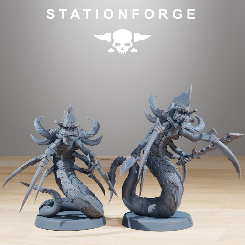 Bio Swarm Serpents (10 Units), proxy miniature, squad, 28mm heroic scale unpainted resin, view 4