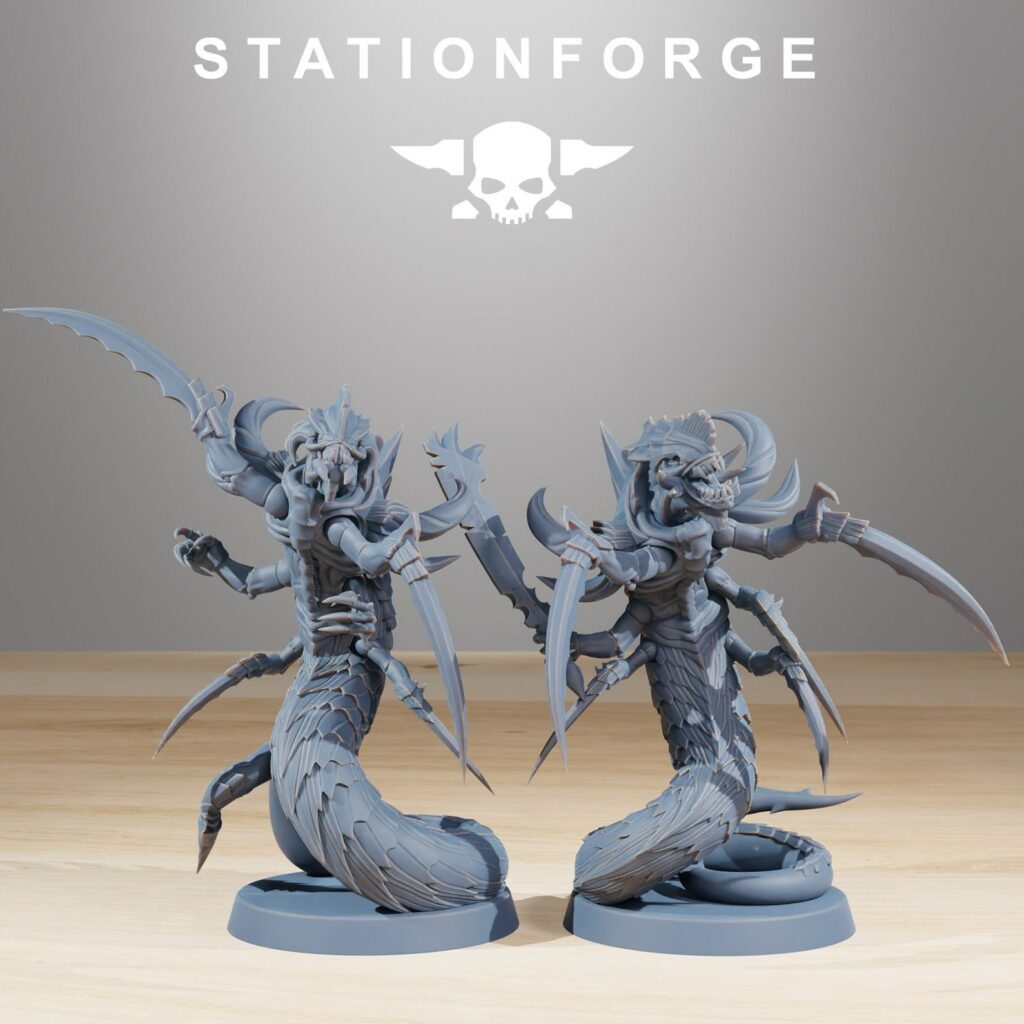 Bio Swarm Serpents (10 Units), proxy miniature, squad, 28mm heroic scale unpainted resin, view 5