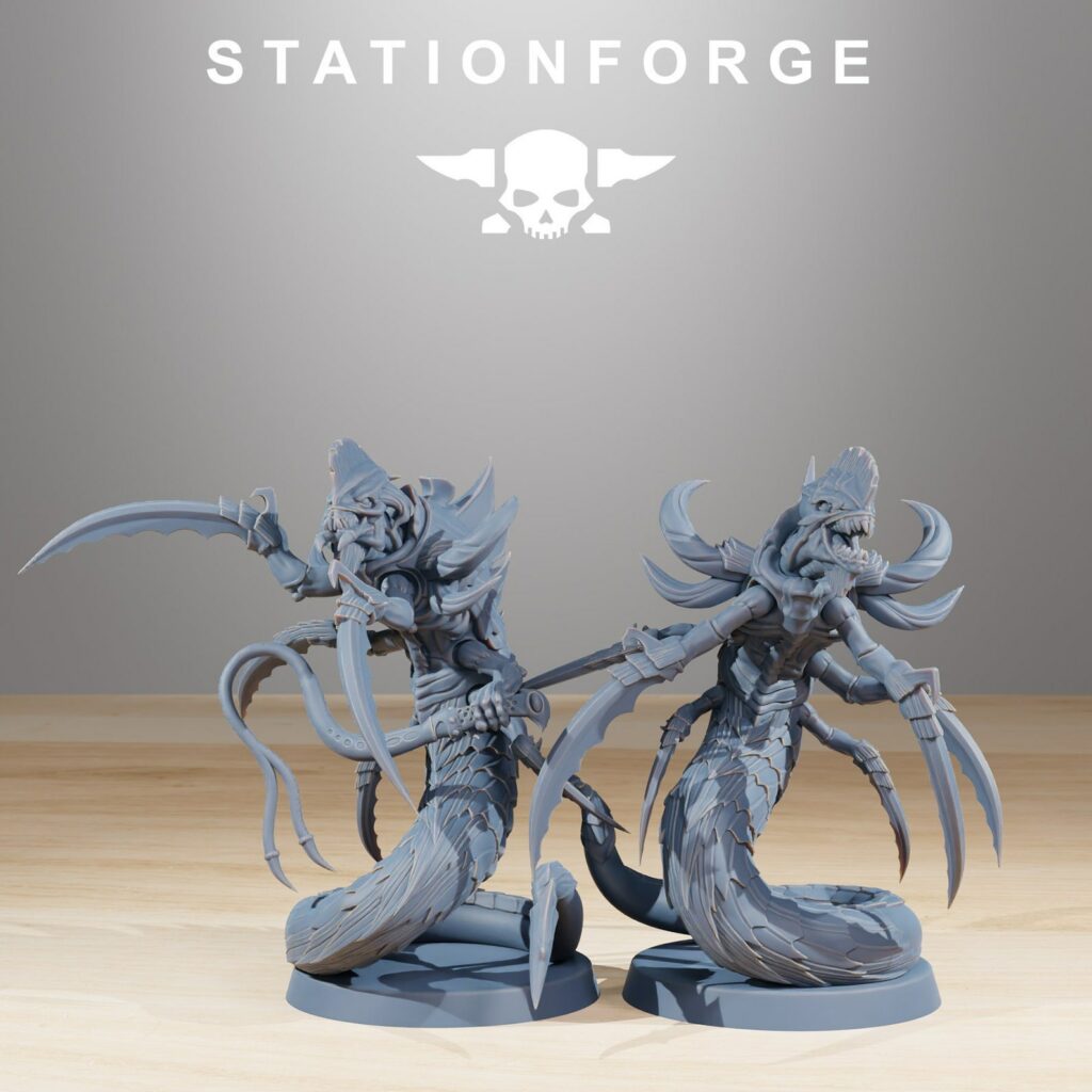 Bio Swarm Serpents (10 Units), proxy miniature, squad, 28mm heroic scale unpainted resin, view 6