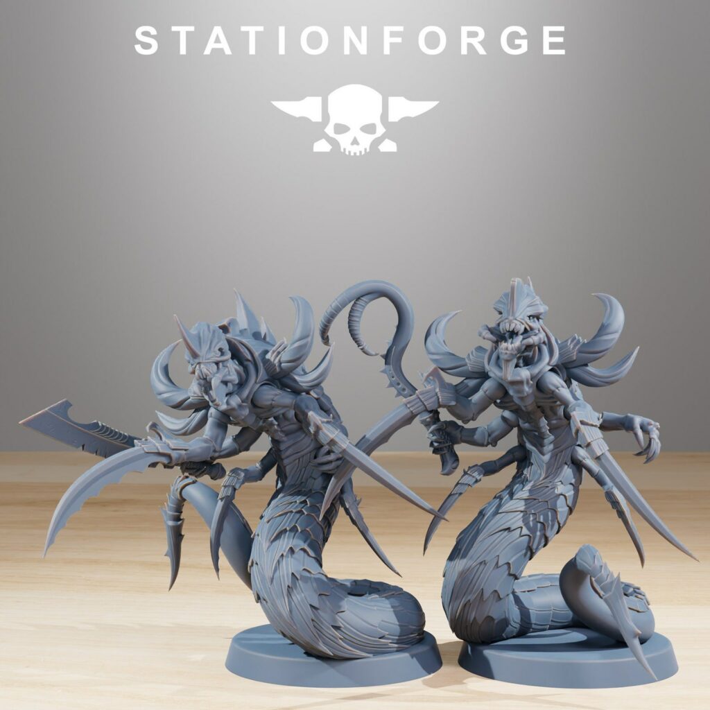 Bio Swarm Serpents (10 Units), proxy miniature, squad, 28mm heroic scale unpainted resin, view 7