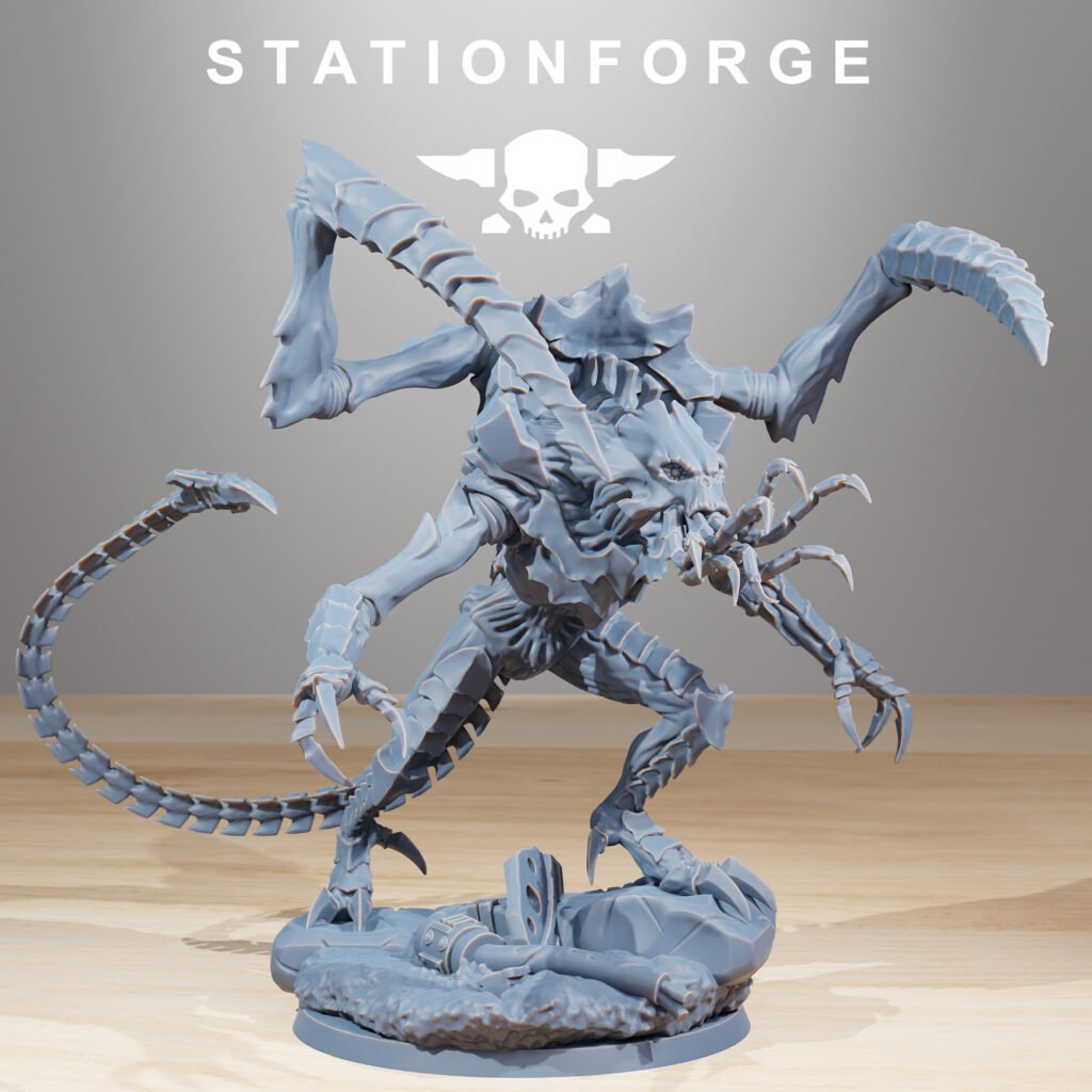 Bio Swarm Soul Eater, proxy miniature, 28mm heroic scale unpainted resin, view 2