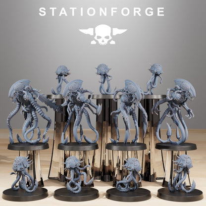 Bio Swarm Synaptrus (11 Units), proxy miniature, squad, 28mm heroic scale unpainted resin, view 2