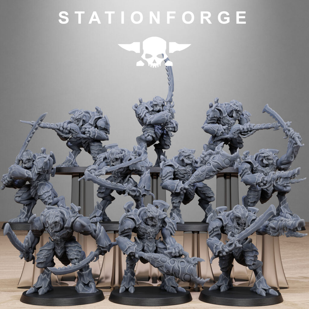 Bio Swarm Warriors (10 Units), proxy miniature, squad, 28mm heroic scale unpainted resin