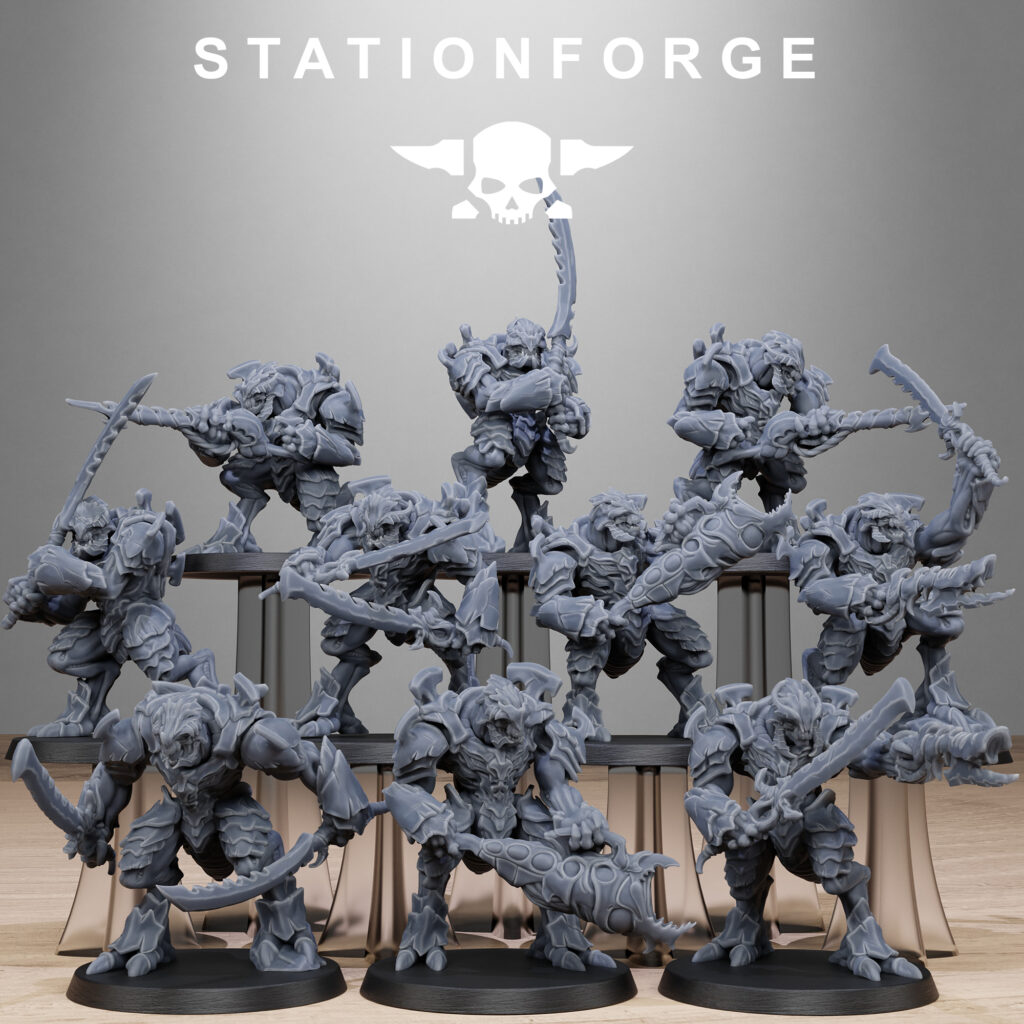 Bio Swarm Warriors (10 Units), proxy miniature, squad, 28mm heroic scale unpainted resin, view 2