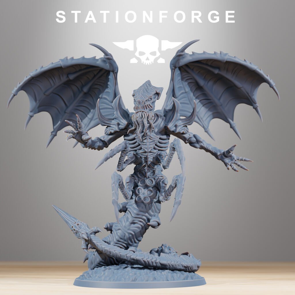 Bio Swarm Wormaak With Wings, proxy miniature, 28mm heroic scale unpainted resin