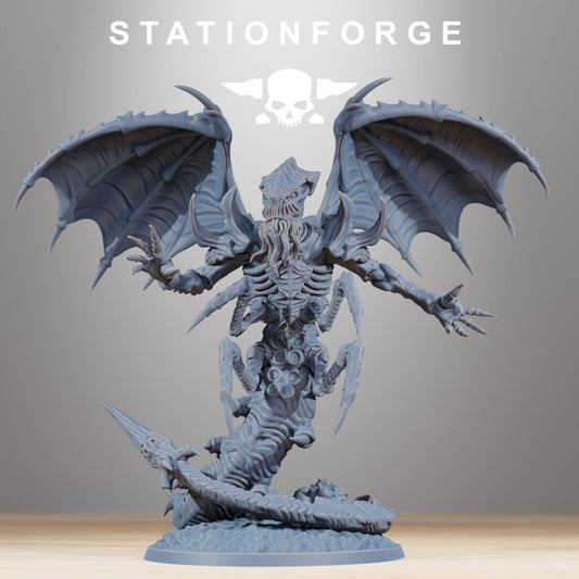 Bio Swarm Wormaak With Wings, proxy miniature, 28mm heroic scale unpainted resin, view 2