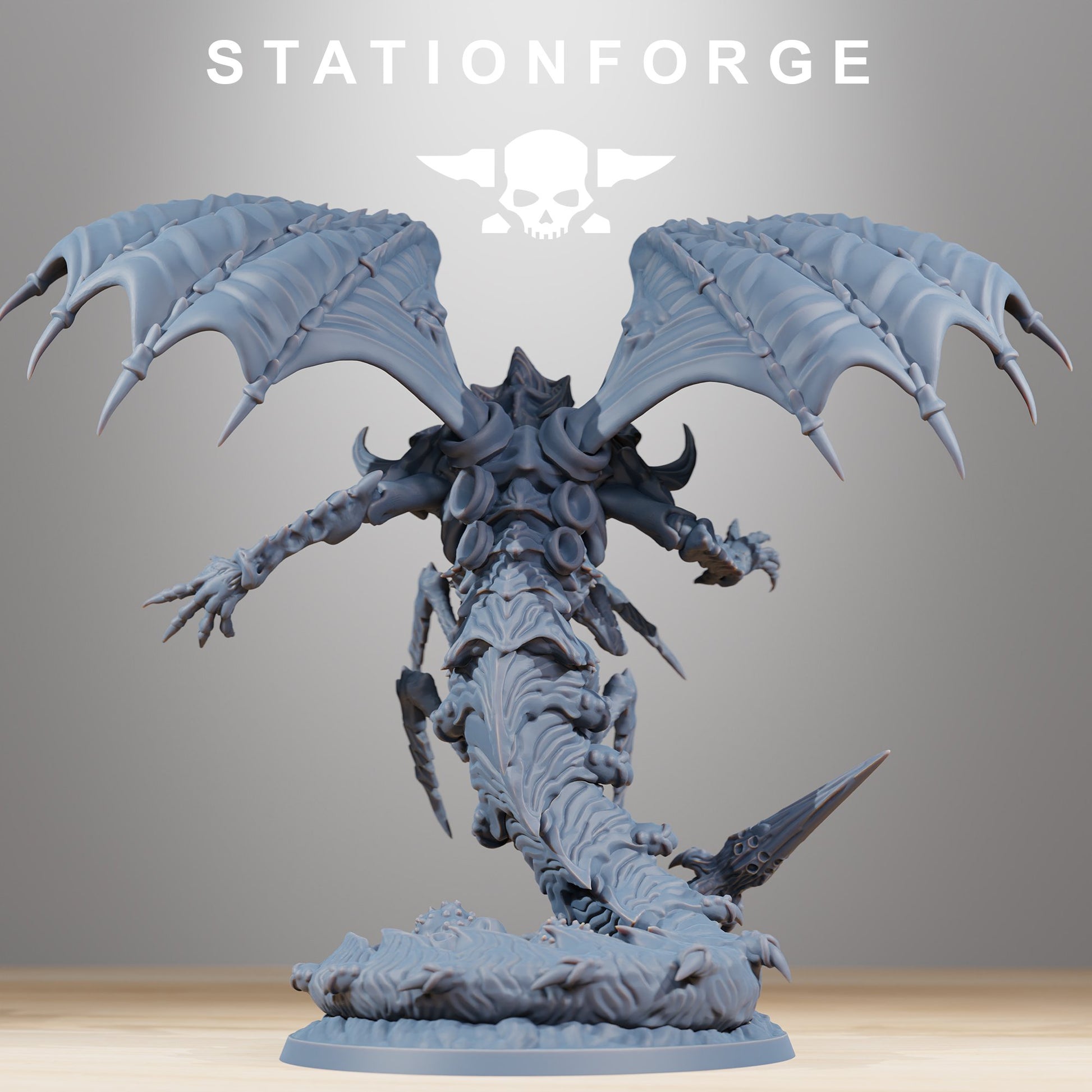 Bio Swarm Wormaak With Wings, proxy miniature, 28mm heroic scale unpainted resin, view 3