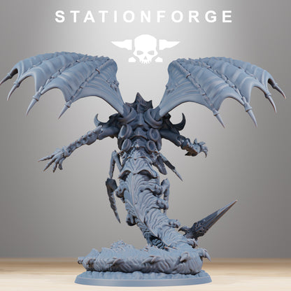Bio Swarm Wormaak With Wings, proxy miniature, 28mm heroic scale unpainted resin, view 3