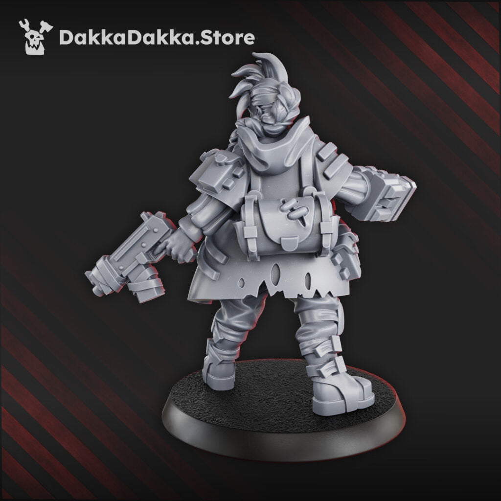 Hive Citizens Eda Poe The Raven, proxy miniature, character, 28mm heroic scale unpainted resin, view 2