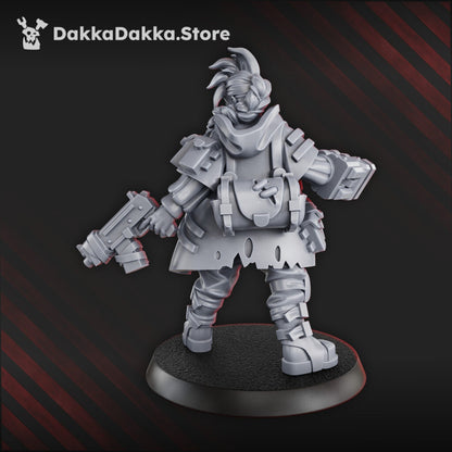 Hive Citizens Eda Poe The Raven, proxy miniature, character, 28mm heroic scale unpainted resin, view 2