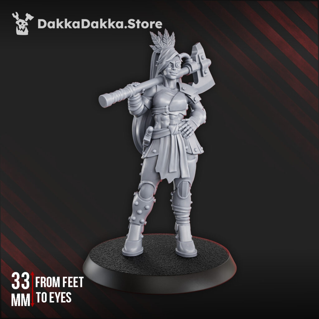 Hive Citizens Headhunter Donna Mortale, proxy miniature, 28mm heroic scale unpainted resin