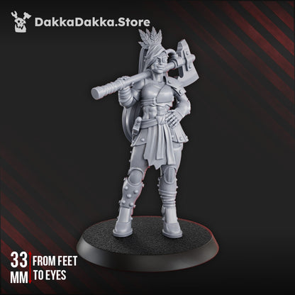 Hive Citizens Headhunter Donna Mortale, proxy miniature, 28mm heroic scale unpainted resin