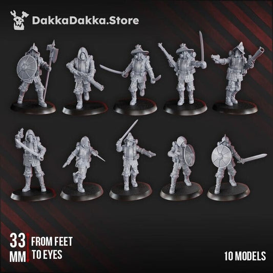Trench Warfare Torquemadas Conquistadors, proxy miniature, 28mm heroic scale unpainted resin