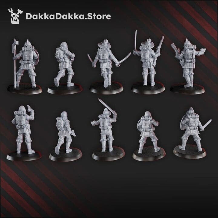 Trench Warfare Torquemadas Conquistadors, proxy miniature, 28mm heroic scale unpainted resin, view 2