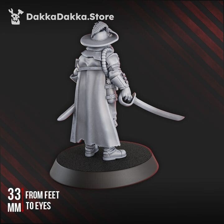 Trench Warfare Torquemadas Musketeer, proxy miniature, 28mm heroic scale unpainted resin, view 2