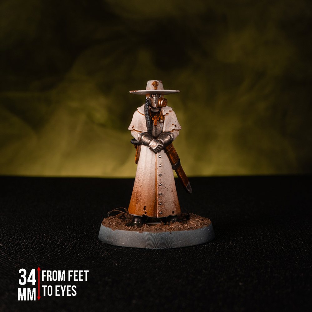 Trench Warfare Torquemadas Priest, proxy miniature, character, 28mm heroic scale unpainted resin, view 4