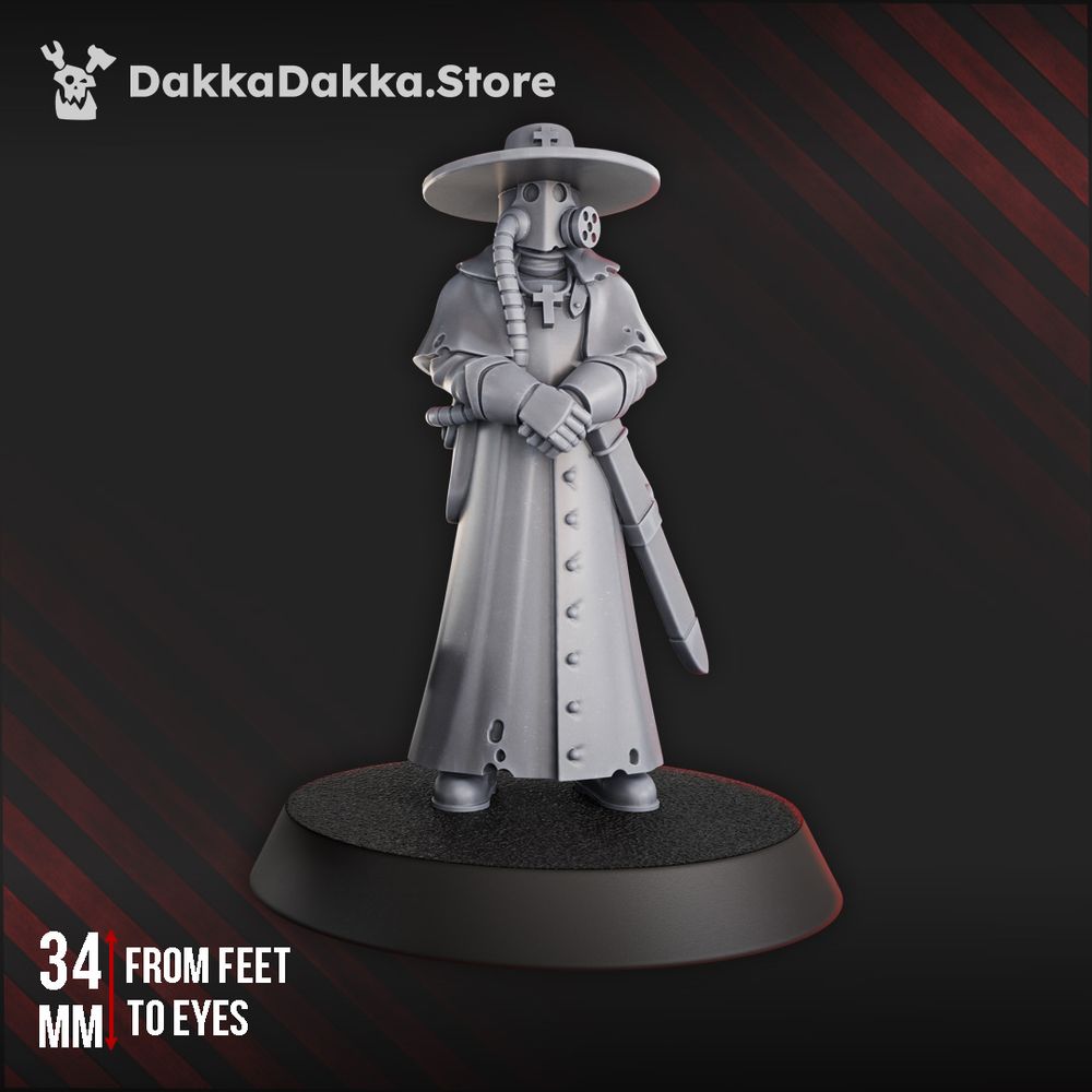 Trench Warfare Torquemadas Priest, proxy miniature, character, 28mm heroic scale unpainted resin, view 5