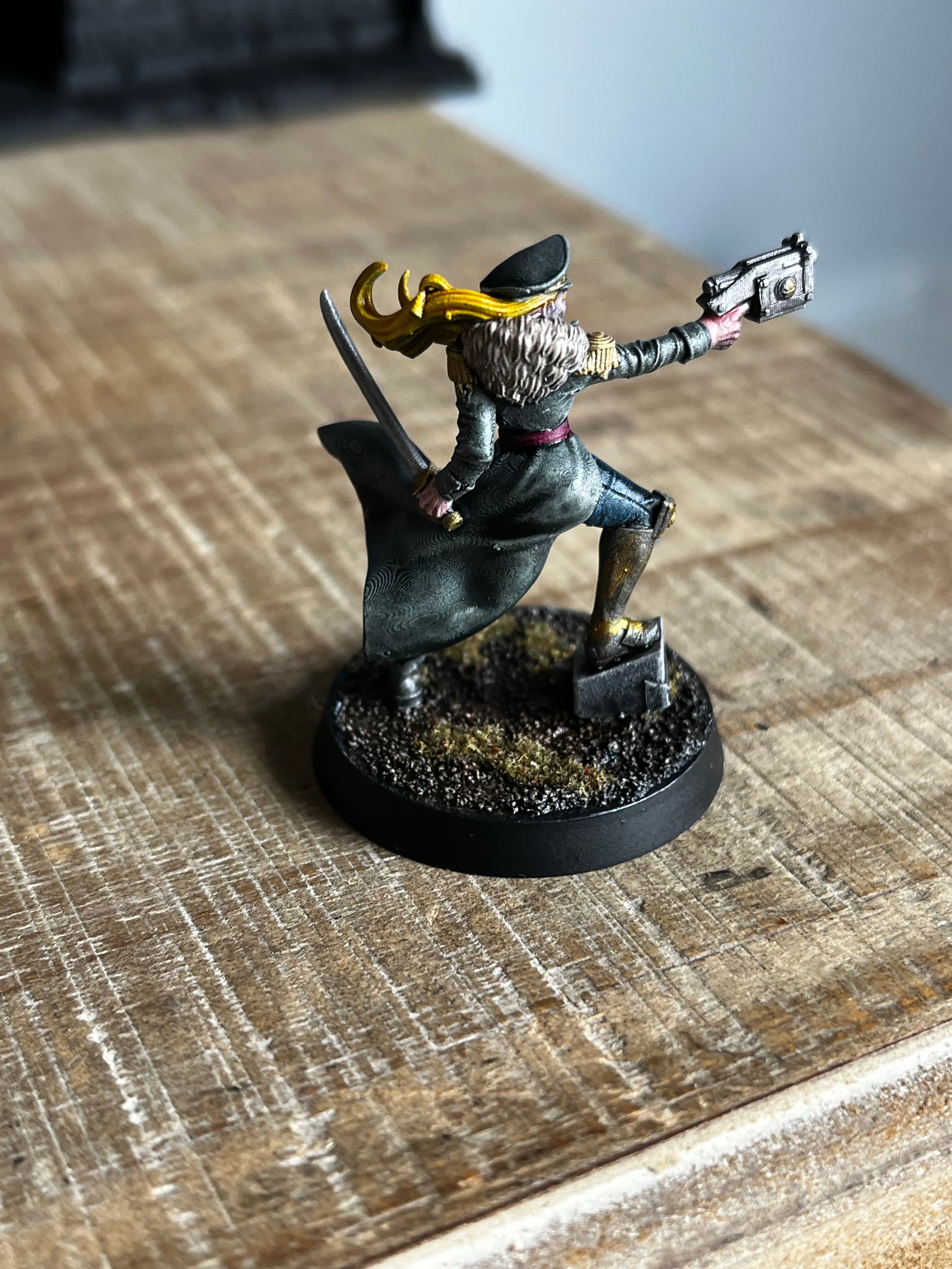 Firstborn Commissar, Imperial Army proxy miniature, 28mm heroic scale unpainted resin, view 3