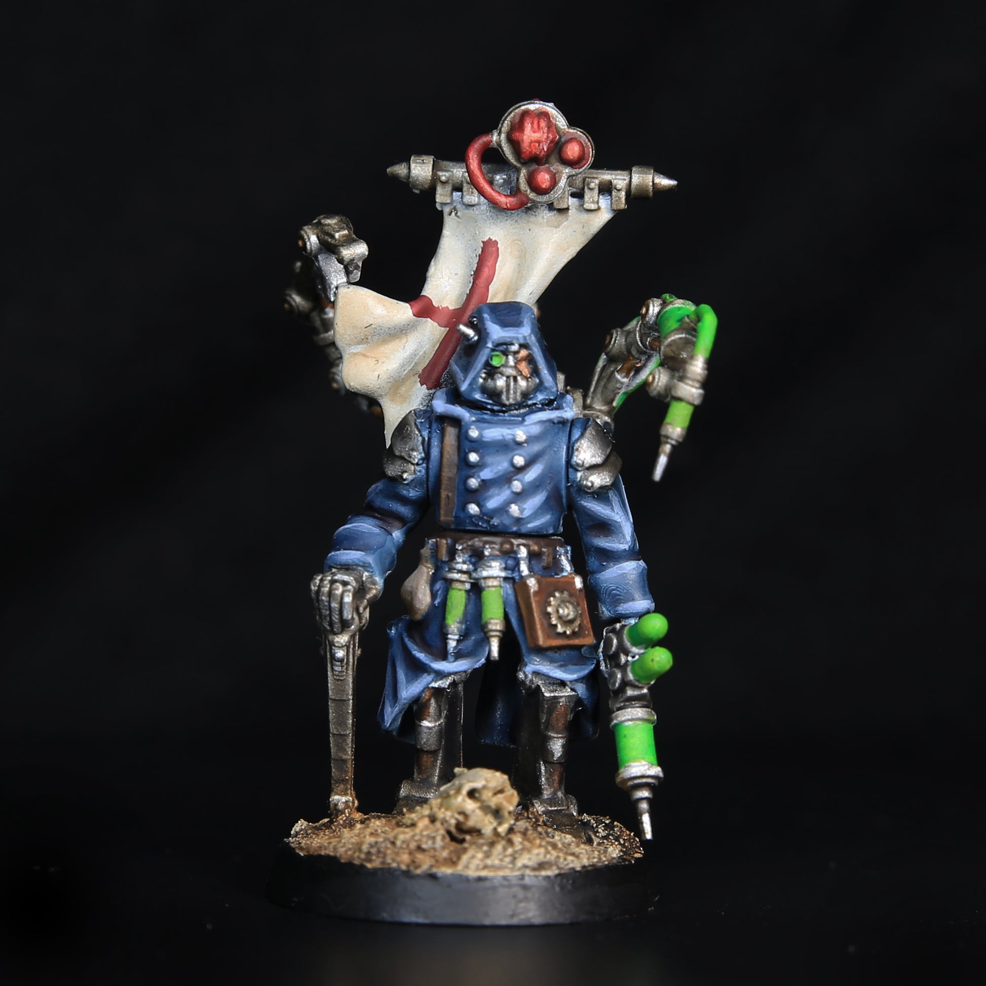 Scavenger Repair Doc, Tech Priests proxy miniature, 28mm heroic scale unpainted resin, view 4