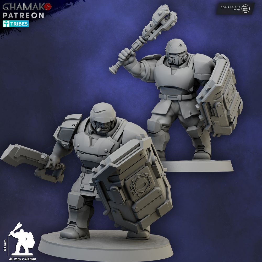 Freedom Guard Ogroid Shock Troops Close Combat, Imperial Army proxy miniature, infantry, 28mm heroic scale, view 2