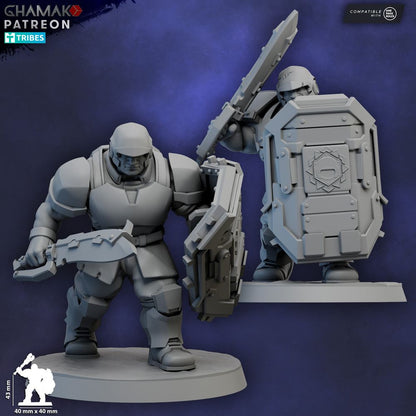 Freedom Guard Ogroid Shock Troops Close Combat, Imperial Army proxy miniature, infantry, 28mm heroic scale, view 3
