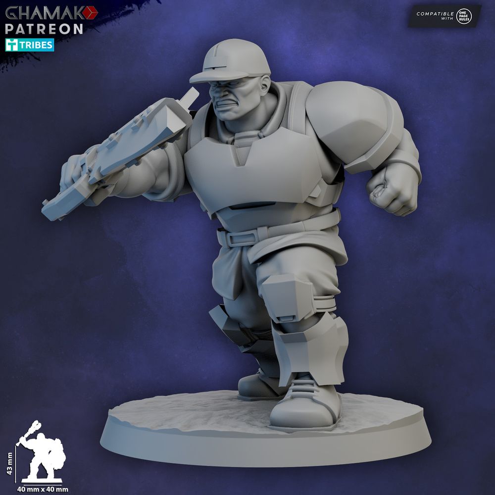Freedom Guard Ogroid Shock Troops Close Combat, Imperial Army proxy miniature, infantry, 28mm heroic scale, view 4