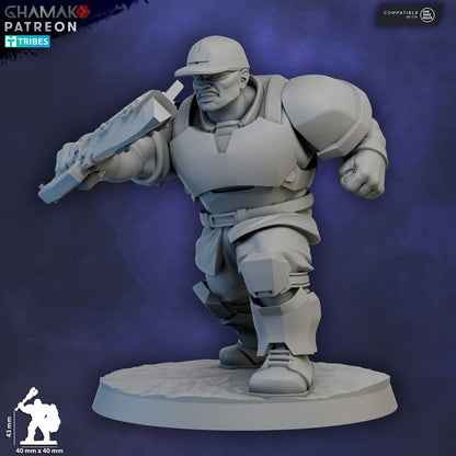 Freedom Guard Ogroid Shock Troops Close Combat, Imperial Army proxy miniature, infantry, 28mm heroic scale, view 4