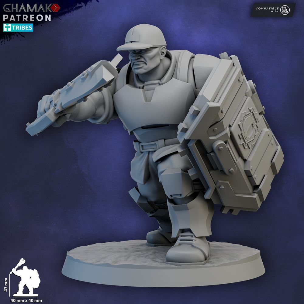 Freedom Guard Ogroid Shock Troops Close Combat, Imperial Army proxy miniature, infantry, 28mm heroic scale, view 5