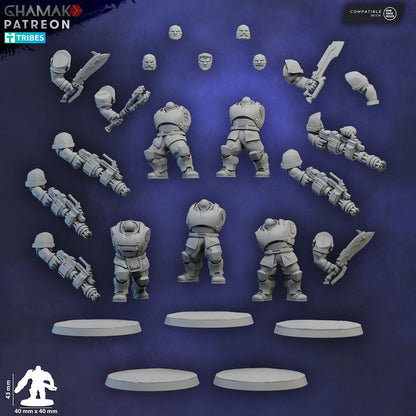Freedom Guard Ogroid Shock Troops Gatling, Imperial Army proxy miniature, infantry, 28mm heroic scale unpainted resin, view 4