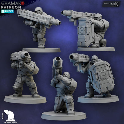 Freedom Guard Ogroid Shock Troops Missile Launcher, Imperial Army proxy miniature, artillery, 28mm heroic scale unpainted res
