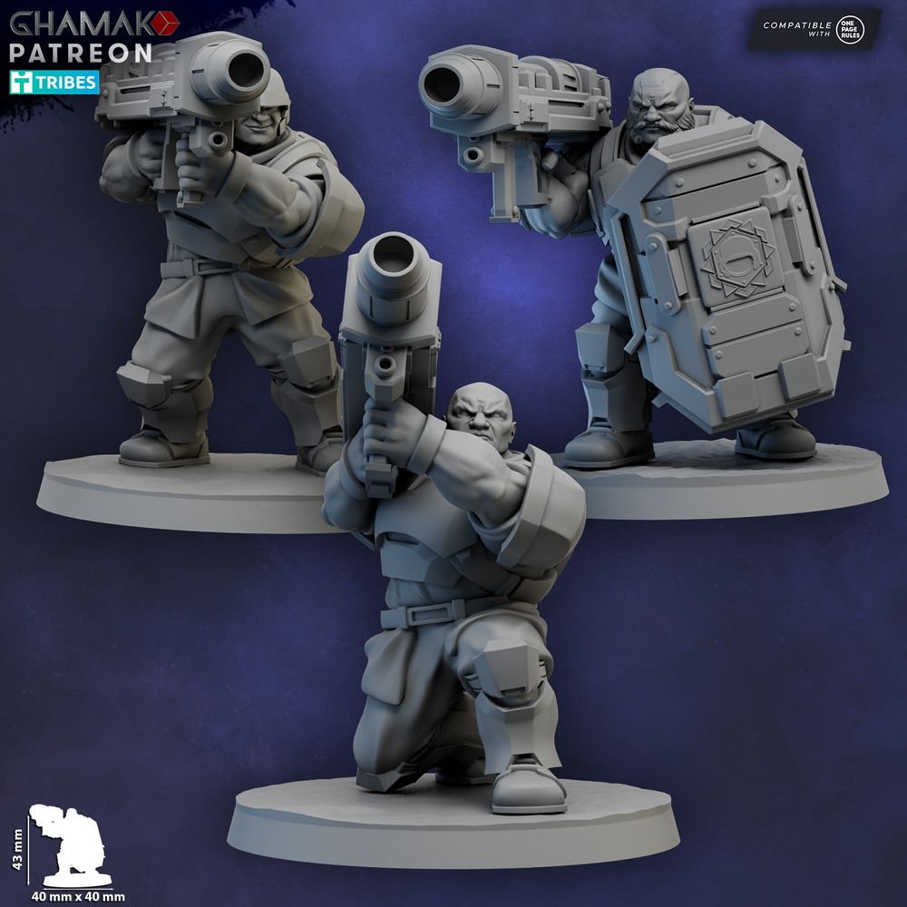 Freedom Guard Ogroid Shock Troops Missile Launcher, Imperial Army proxy miniature, artillery, 28mm heroic scale, view 2